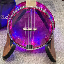 Load image into Gallery viewer, New! Gold Tone Little Gem Amethyst Light Up Banjolele