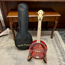 Load image into Gallery viewer, New! Gold Tone Little Gem Banjo Ukulele - Ruby