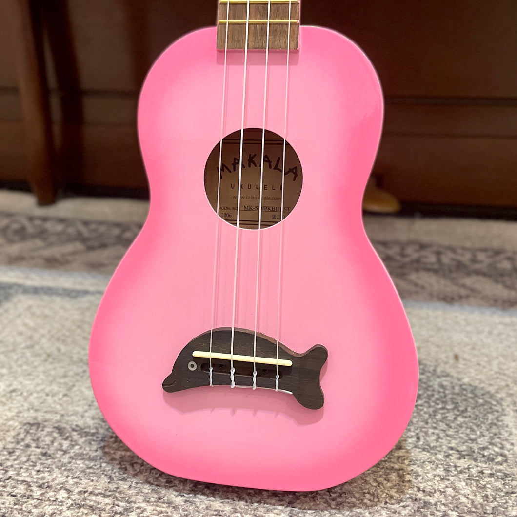 New! Makala Pink Burst Soprano Dolphin Ukulele